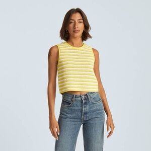 Everlane Yellow and White Ribbed Crop Tank Top